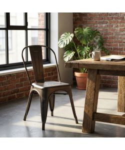 Cosma Sedia impilabile in acciaio nero stile industriale 53x45x85 cm
