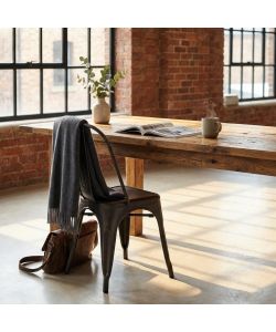 Cosma Sedia impilabile in acciaio nero stile industriale 53x45x85 cm