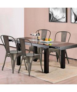 Cosma Sedia impilabile in acciaio nero stile industriale 53x45x85 cm