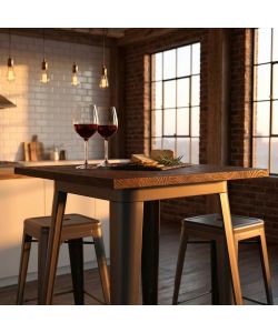 Cosma Tavolino Alto Pordoi 60x60 cm Antracite Legno e Acciaio Fisso