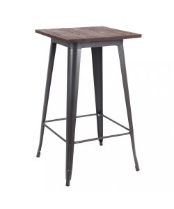 Cosma Tavolino Alto Pordoi 60x60 cm Antracite Legno e Acciaio Fisso