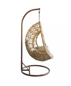 Cosma Dondolo Capraia Metallo Tortora Opaco con Seduta Wicker Naturale