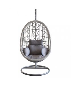Cosma Poltrona a Dondolo da Giardino Wicker Grigio 195x93x122 cm