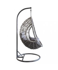 Cosma Poltrona a Dondolo da Giardino Wicker Grigio 195x93x122 cm