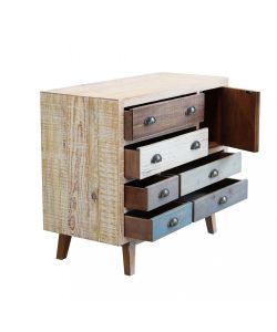 Cosma Cassettiera in Legno Multicolor 7 Cassetti 90x40x75 cm