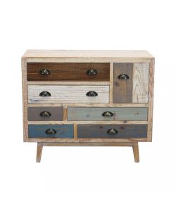 Cosma Cassettiera in Legno Multicolor 7 Cassetti 90x40x75 cm