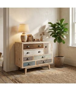 Cosma Cassettiera in Legno Multicolor 7 Cassetti 90x40x75 cm