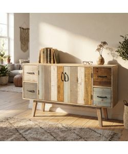 Cosma Mobile Fred - Credenza in legno multicolor con 4 cassetti e 2 ante