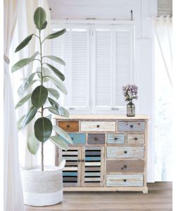 Cosma Mobile Greg in legno multicolor con 10 cassetti e 2 ante