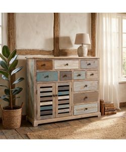 Cosma Mobile Greg in legno multicolor con 10 cassetti e 2 ante