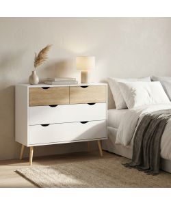 Cosma Cassettiera 4 Cassetti in Legno Bianco 99x39x82 cm - Mobile Terence