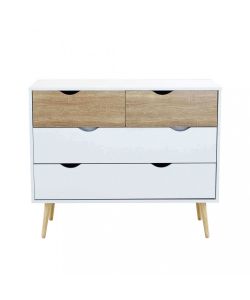 Cosma Cassettiera 4 Cassetti in Legno Bianco 99x39x82 cm - Mobile Terence