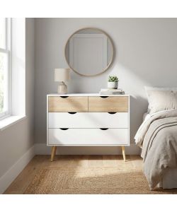 Cosma Cassettiera 4 Cassetti in Legno Bianco 99x39x82 cm - Mobile Terence