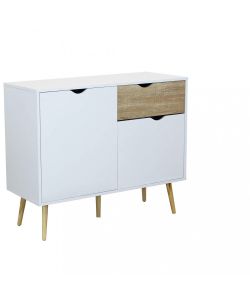 Cosma Mobile Soggiorno Basso 99x39x82 cm Legno Bianco e Marrone Chiaro