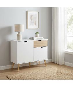Cosma Mobile Soggiorno Basso 99x39x82 cm Legno Bianco e Marrone Chiaro