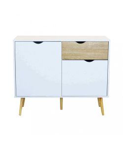 Cosma Mobile Soggiorno Basso 99x39x82 cm Legno Bianco e Marrone Chiaro