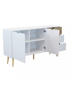 Cosma Mobile Bradley Madia Stile Scandinavo 2 Ante 3 Cassetti Bianco Marrone 147x82 cm