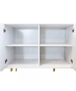 Cosma Mobile Bradley Madia Stile Scandinavo 2 Ante 3 Cassetti Bianco Marrone 147x82 cm