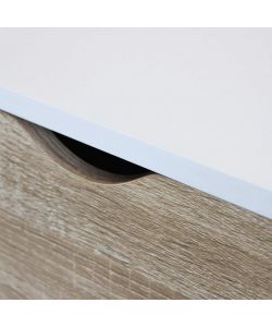 Cosma Mobile Bradley Madia Stile Scandinavo 2 Ante 3 Cassetti Bianco Marrone 147x82 cm