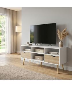 Cosma Mobile Porta TV Brody Legno Bianco 117x39x58 cm Moderno