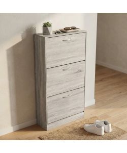 Cosma Scarpiera 3 Ante in Legno Grigio Chiaro 60x24x115 cm Salvaspazio