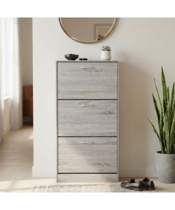 Cosma Scarpiera 3 Ante in Legno Grigio Chiaro 60x24x115 cm Salvaspazio