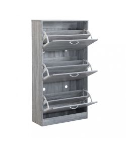 Cosma Scarpiera 3 Ante in Legno Grigio Chiaro 60x24x115 cm Salvaspazio