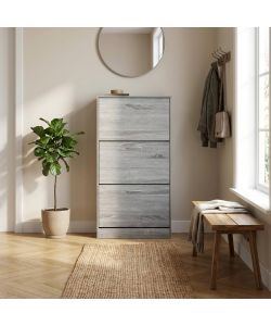 Cosma Scarpiera 3 Ante in Legno Grigio Chiaro 60x24x115 cm Salvaspazio