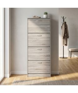 Cosma Scarpiera 4 Ante in Legno Grigio Chiaro 60x24x150 cm Salvaspazio