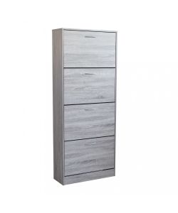 Cosma Scarpiera 4 Ante in Legno Grigio Chiaro 60x24x150 cm Salvaspazio