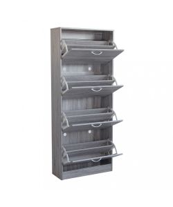 Cosma Scarpiera 4 Ante in Legno Grigio Chiaro 60x24x150 cm Salvaspazio