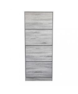Cosma Scarpiera 4 Ante in Legno Grigio Chiaro 60x24x150 cm Salvaspazio