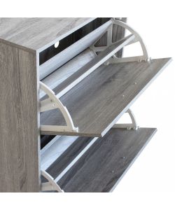 Cosma Scarpiera 4 Ante in Legno Grigio Chiaro 60x24x150 cm Salvaspazio