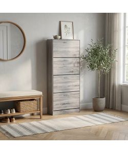 Cosma Scarpiera 4 Ante in Legno Grigio Chiaro 60x24x150 cm Salvaspazio