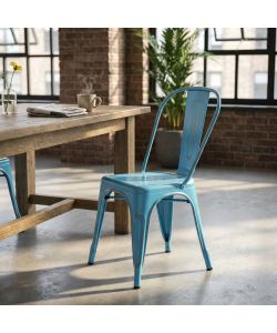 Cosma Sedia Lola Blu Antico in Metallo 35x45x85 cm Senza Braccioli