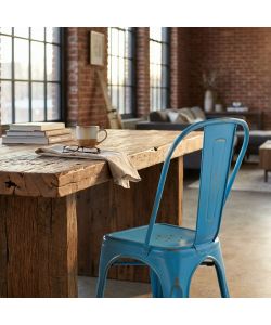Cosma Sedia Lola Blu Antico in Metallo 35x45x85 cm Senza Braccioli