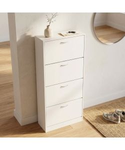 Cosma Scarpiera Salvaspazio 4 Ante Legno Bianca 60x24x150 cm