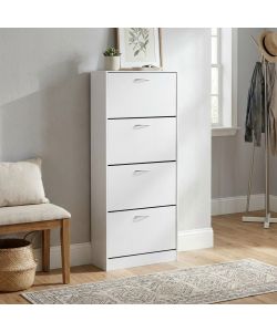 Cosma Scarpiera Salvaspazio 4 Ante Legno Bianca 60x24x150 cm