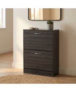 Cosma Scarpiera 2 Ante in Legno Grigio Scuro 60x24x80 cm Salvaspazio