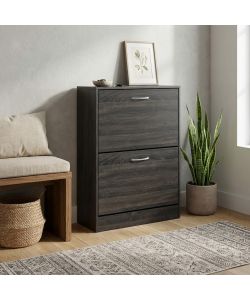 Cosma Scarpiera 2 Ante in Legno Grigio Scuro 60x24x80 cm Salvaspazio