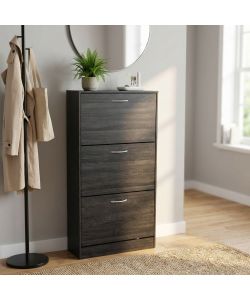 Cosma Scarpiera Vicky Grigio Scuro 3 Ante in Legno 60x24x115 cm