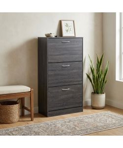 Cosma Scarpiera Vicky Grigio Scuro 3 Ante in Legno 60x24x115 cm