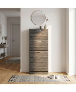 Cosma Scarpiera 4 Ante in Legno Grigio Scuro 60x24x150 cm - Slim