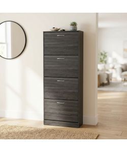 Cosma Scarpiera 4 Ante in Legno Grigio Scuro 60x24x150 cm - Slim
