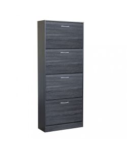 Cosma Scarpiera 4 Ante in Legno Grigio Scuro 60x24x150 cm - Slim