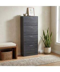 Cosma Scarpiera 4 Ante in Legno Grigio Scuro 60x24x150 cm - Slim