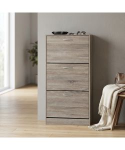 Cosma Scarpiera Legno 3 Ante Marrone Slim 60x24x115 cm Salvaspazio