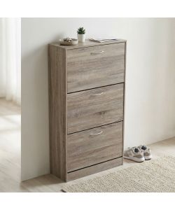 Cosma Scarpiera Legno 3 Ante Marrone Slim 60x24x115 cm Salvaspazio