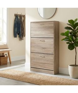 Cosma Scarpiera Legno 3 Ante Marrone Slim 60x24x115 cm Salvaspazio