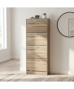 Cosma Scarpiera Salvaspazio 4 Ante Legno Marrone 60x24x150 cm